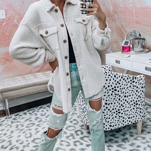 wild fable Jackets & Blazers - Wild Fable Fuzzy Oatmeal Cream Shacket Sold Out